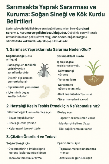 Sarımsakta Yaprak Sararması – Soğan Sineği ve Kök Kurdu Belirtileri | Sarımsaksatis.com
